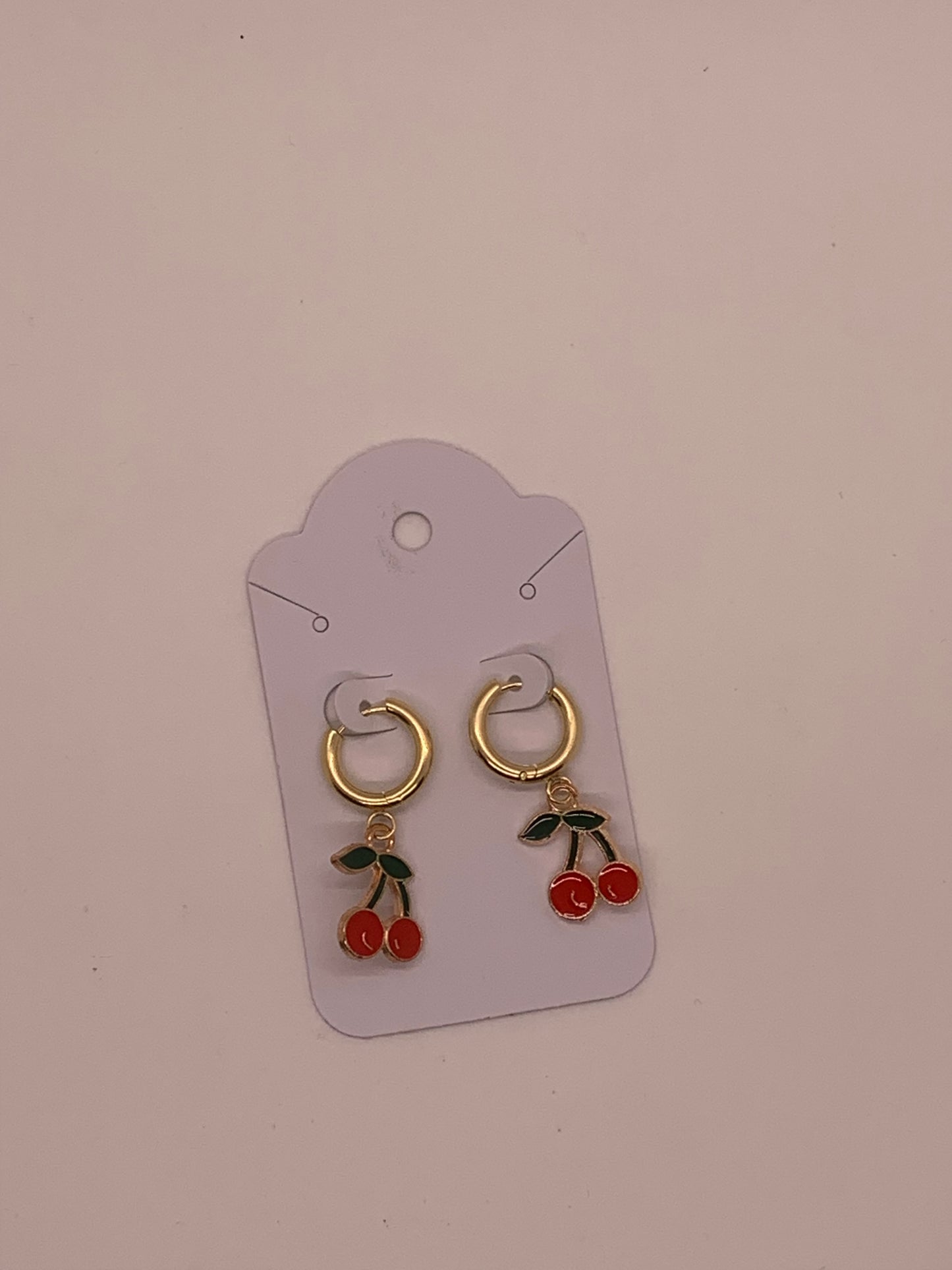 Cherry Charm Huggie Earrings | Red & Gold