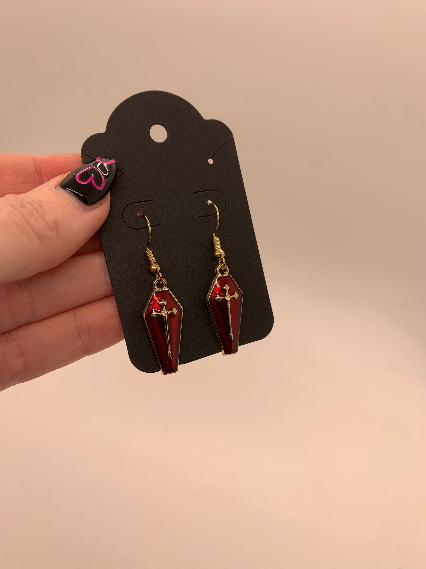 Coffin Earrings | Deep Red