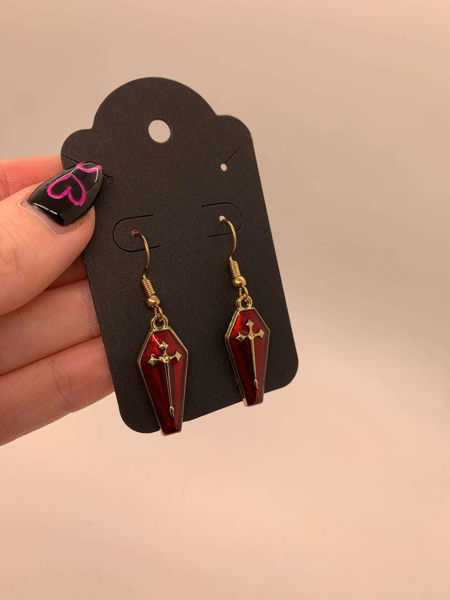 Coffin Earrings | Deep Red