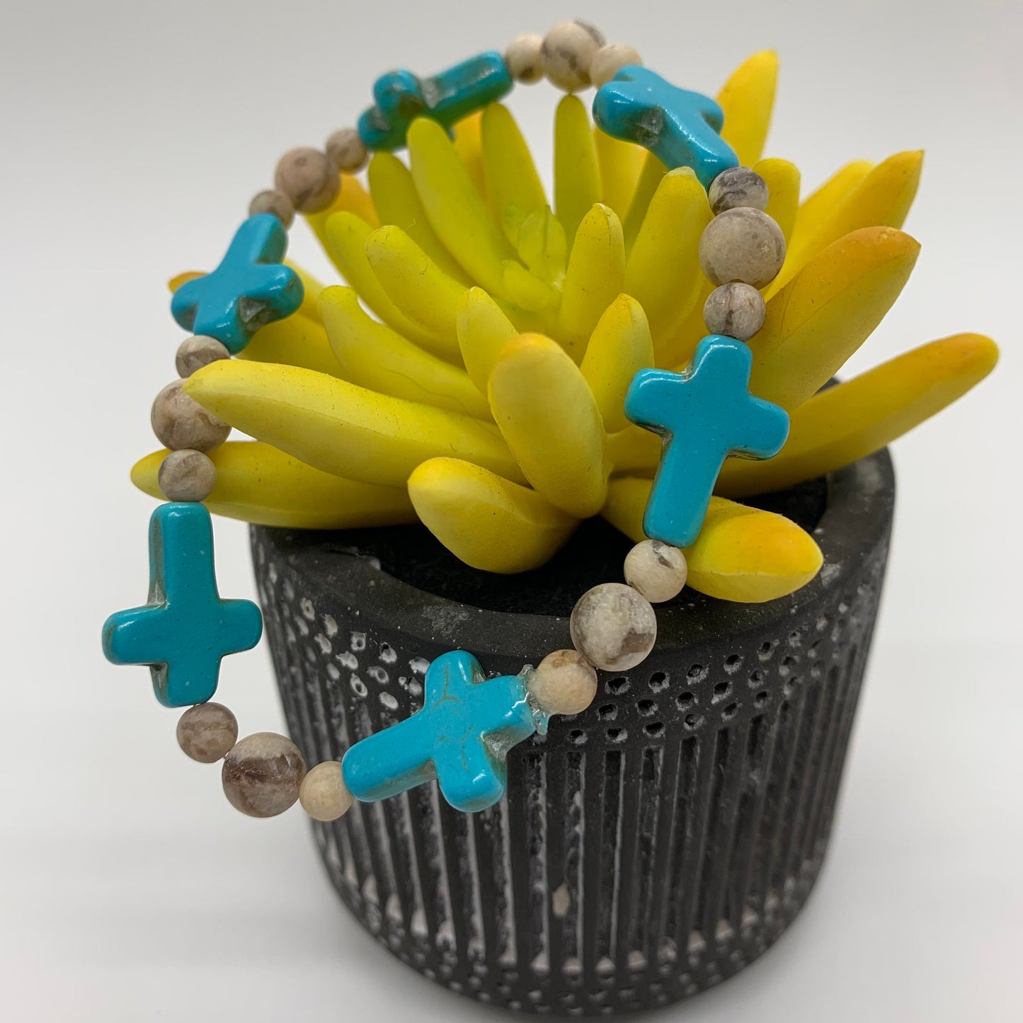 Cross Bracelet | Turquoise & Stone