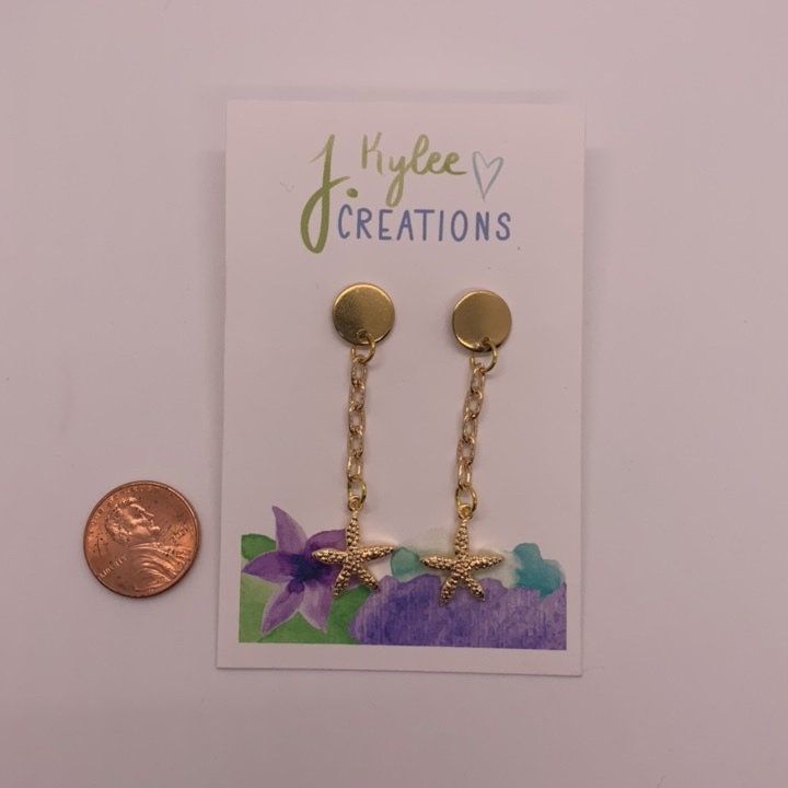 Starfish Drop Earrings | Gold