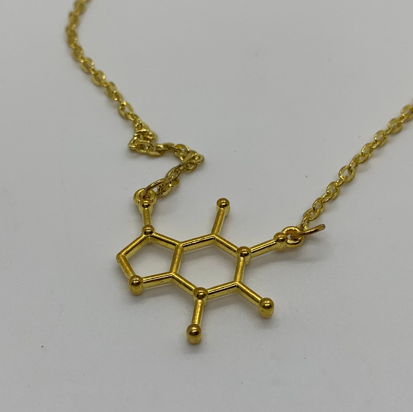Caffeine Molecule Necklace | Gold