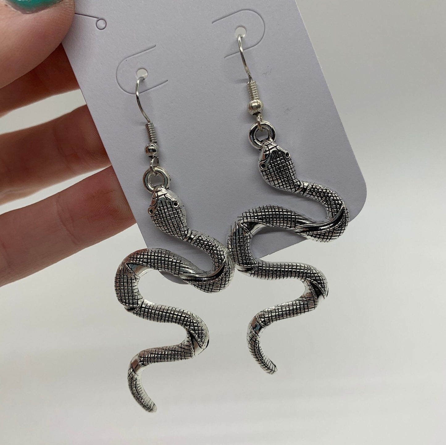 Large Snake Earrings | Silver
