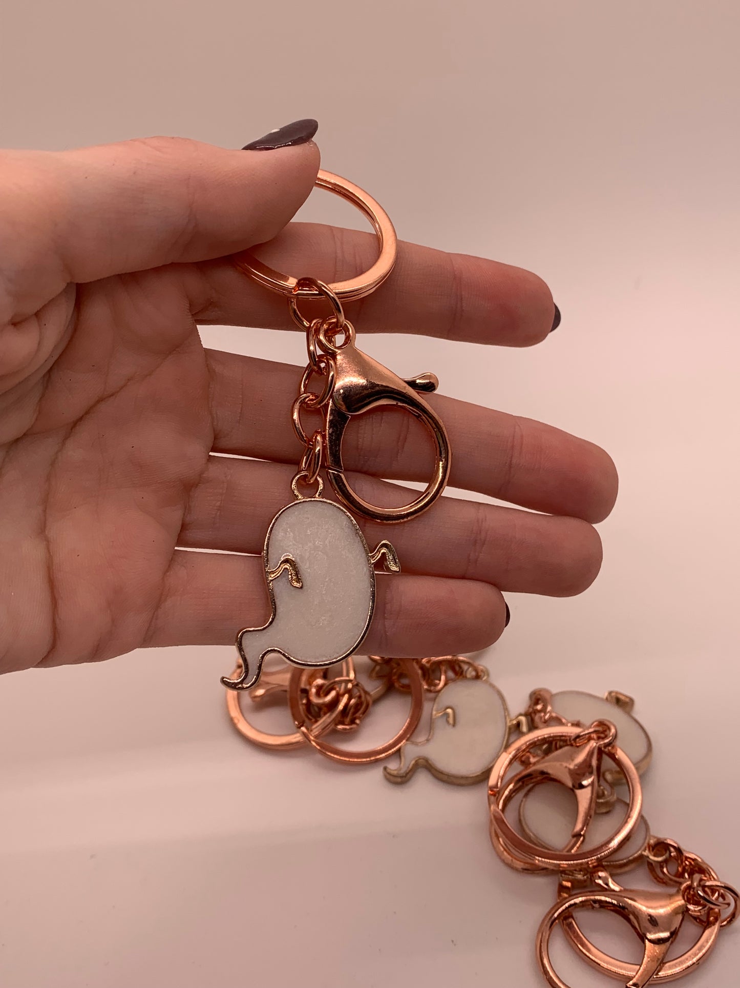 White Ghost Keychain | Rose Gold