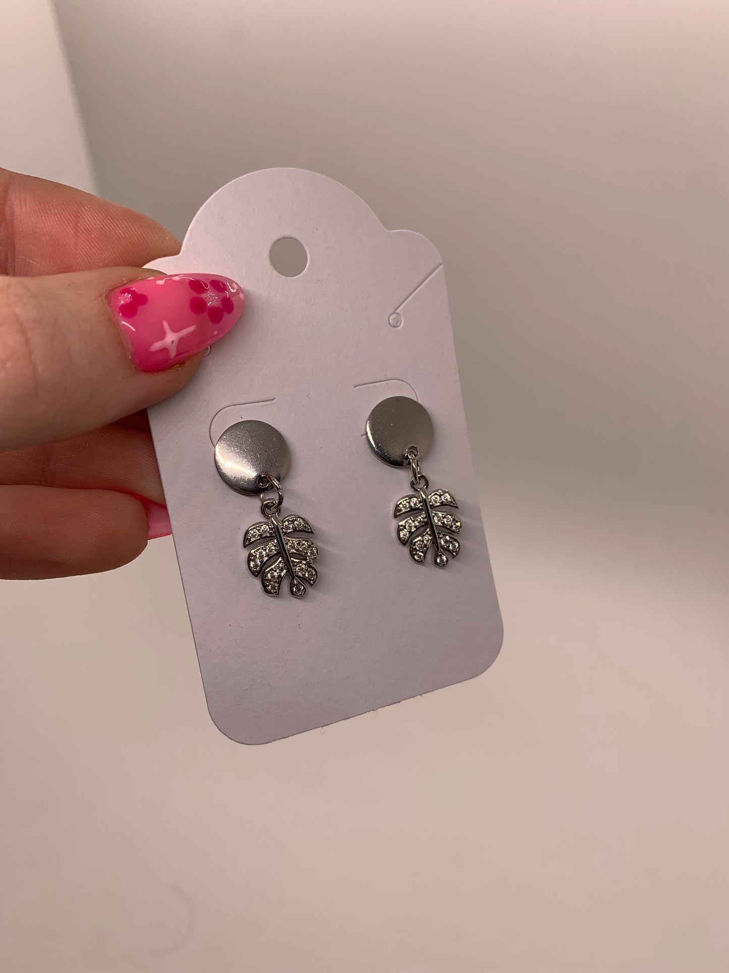 Mini Monstera Earrings | Silver