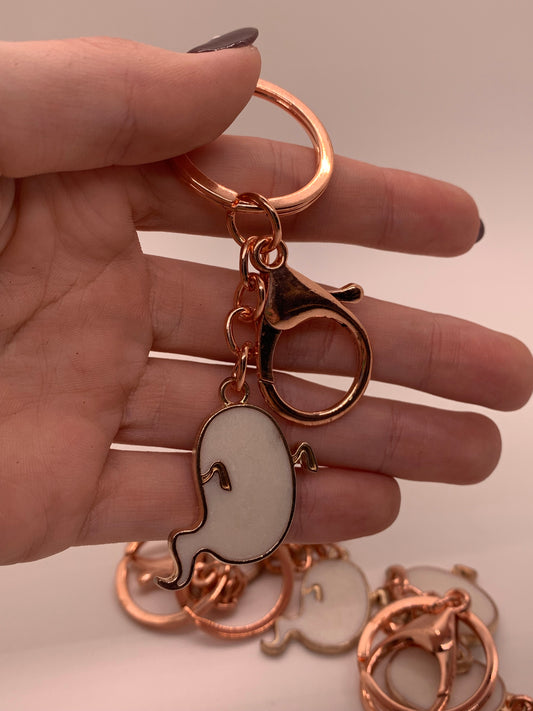 White Ghost Keychain | Rose Gold