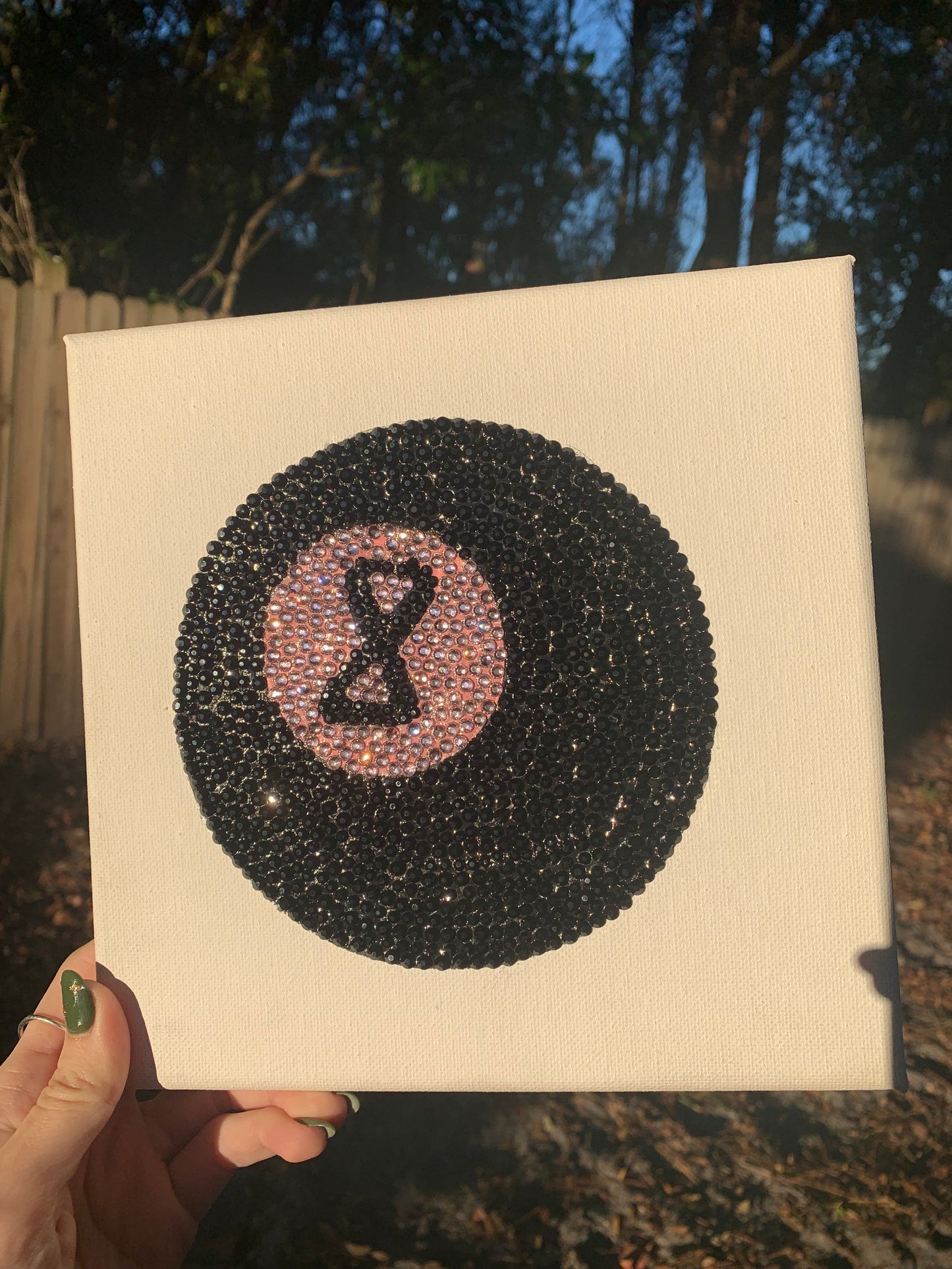 Bling Art | Magic 8 Ball | Black & Pink