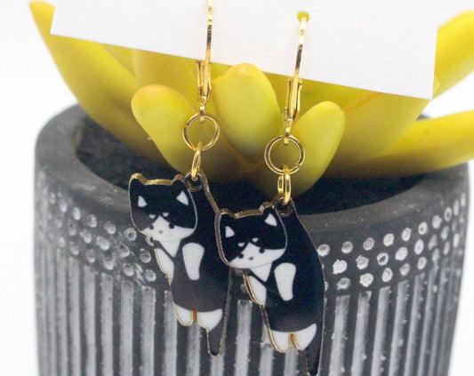 Hanging Cat Earrings | Black & White