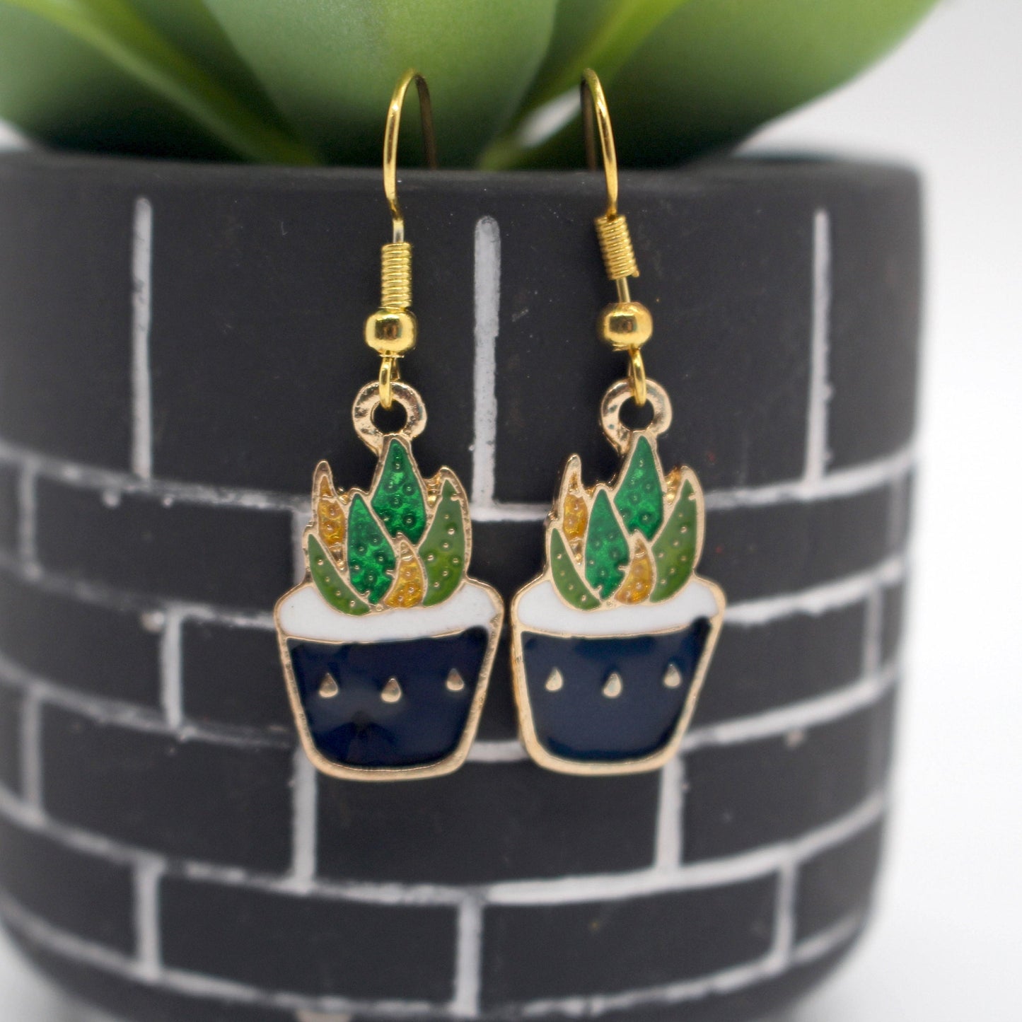 Succulent Charm Earrings | Gold