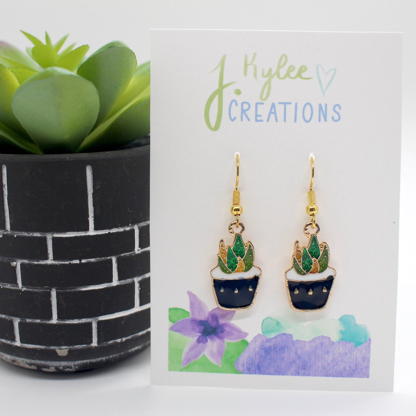 Succulent Charm Earrings | Gold