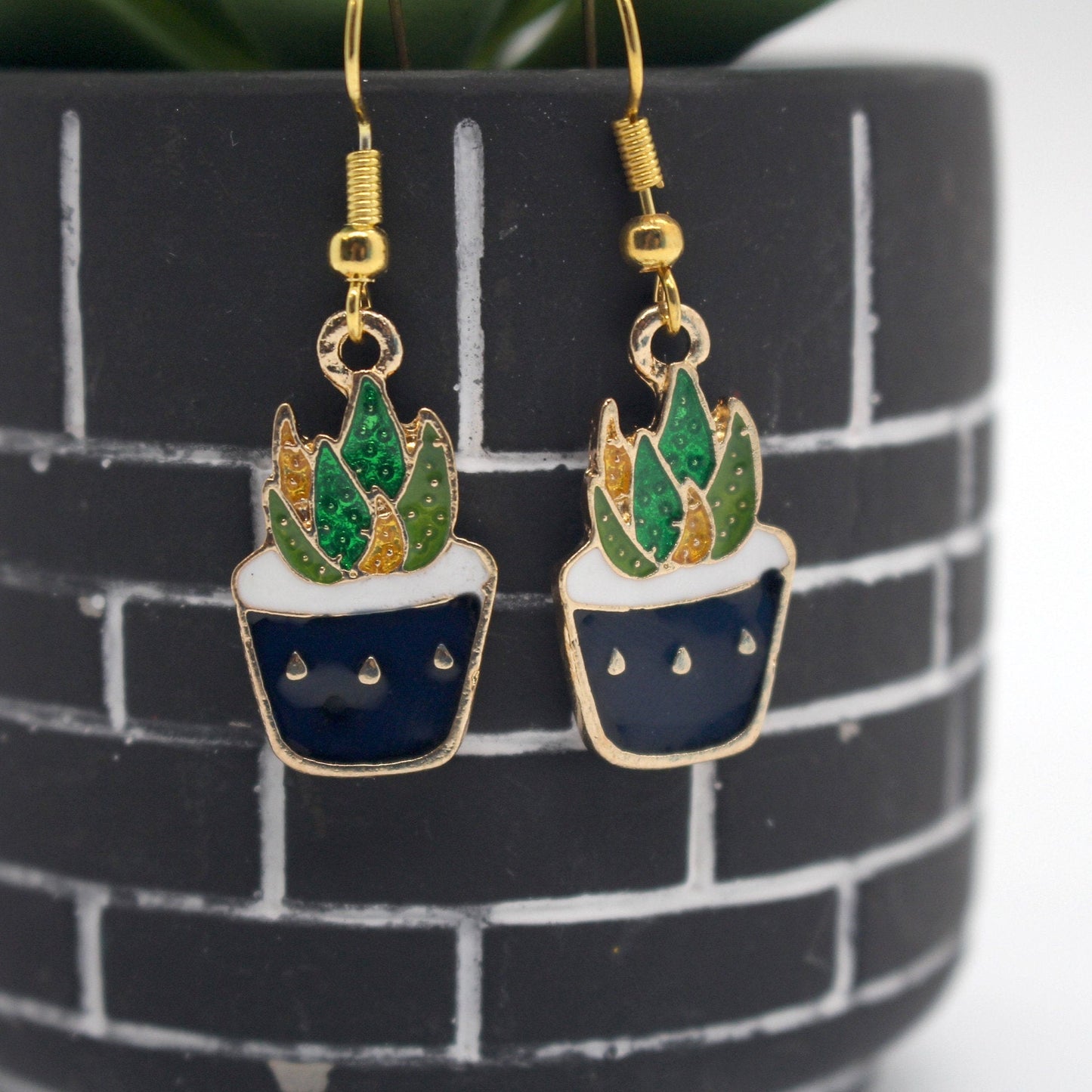 Succulent Charm Earrings | Gold