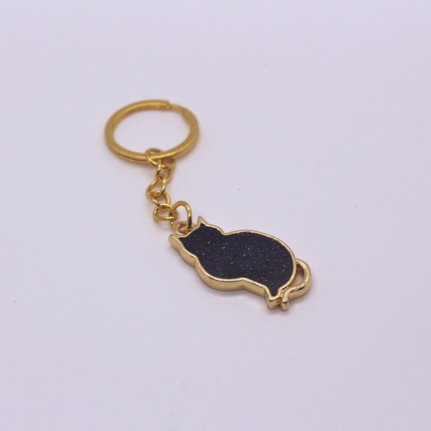 Cat Keychain | Black & Gold