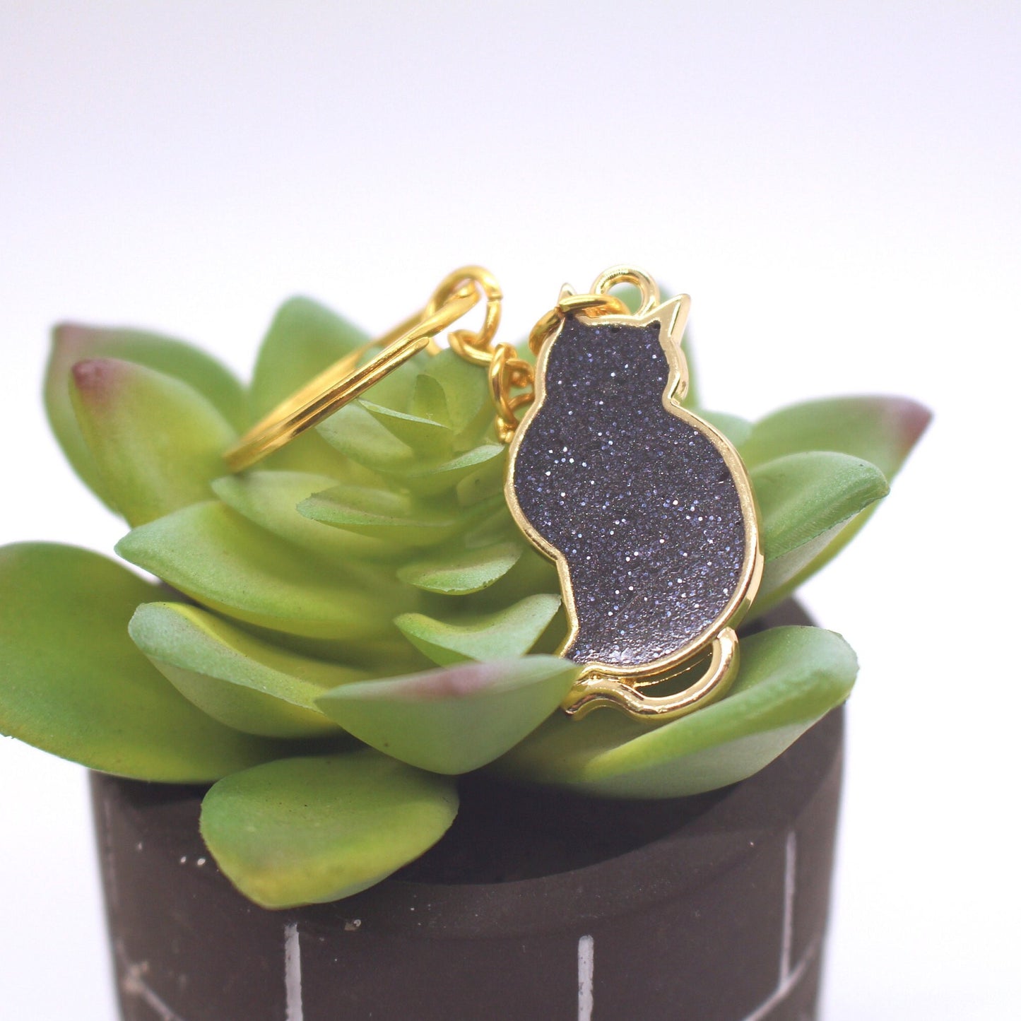 Cat Keychain | Black & Gold