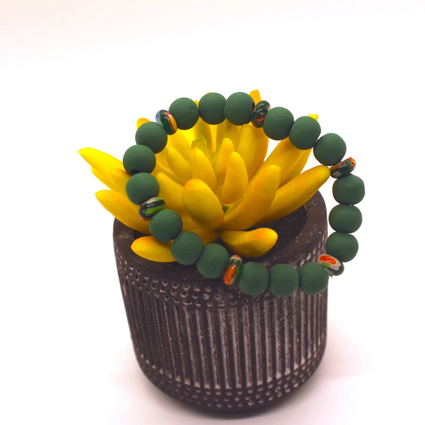 Clay and Glass Bracelet | Green