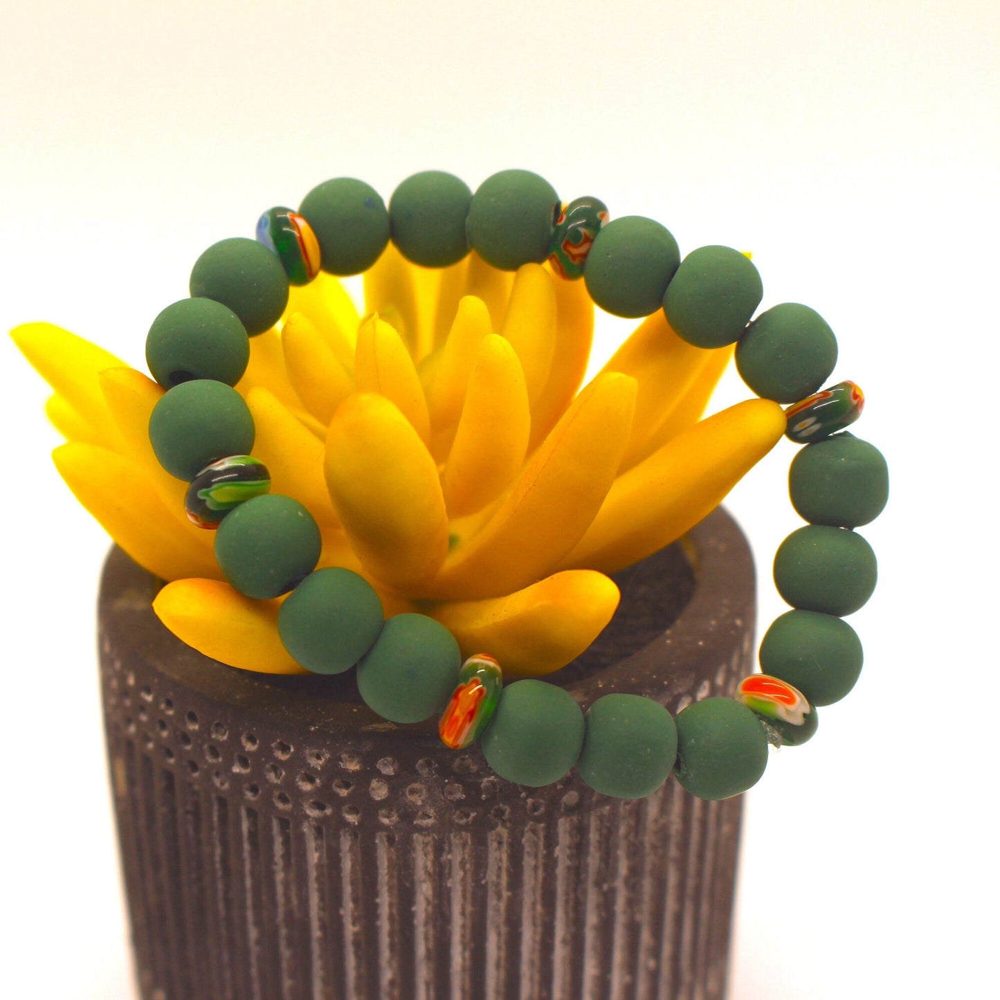 Clay and Glass Bracelet | Green