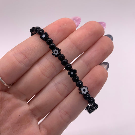 Flower Bead Bracelet | Black