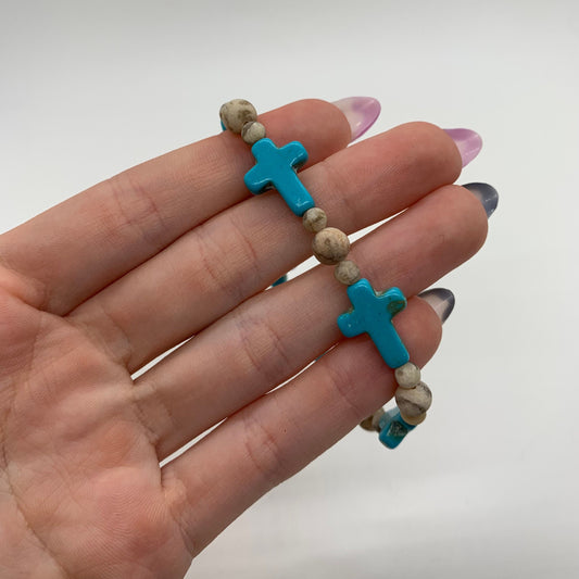 Cross Bracelet | Turquoise & Stone