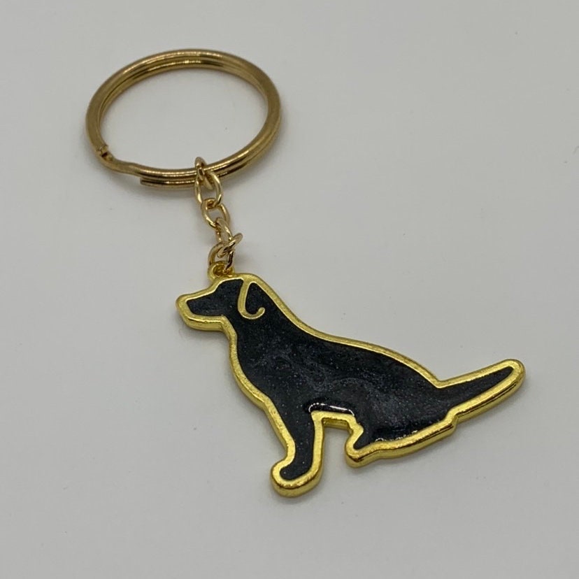 Dog Keychain | Black & Gold