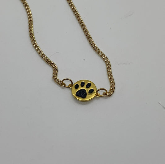 Paw Print Choker Necklace | Black & Gold