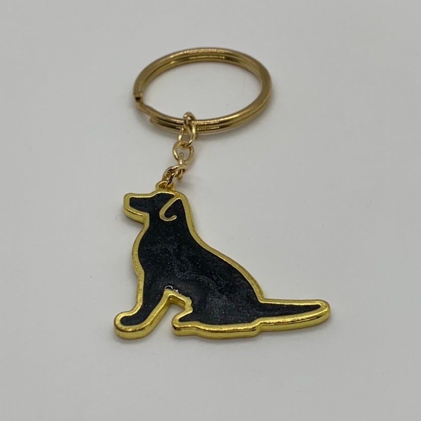 Dog Keychain | Black & Gold