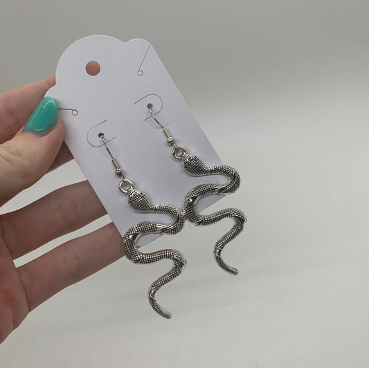 Large Snake Earrings | Silver